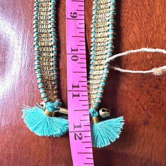 House of Tuhina Made in India Gold Green Necklace Heavy Statement Ethnic Exotic - Picture 10 of 13